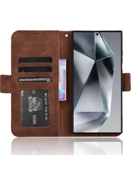 Samsung Galaxy S24 Ultra Deri Kılıf Çoklu Kart Yuvası Cüzdan Telefon Kapağı (Yurt Dışından)