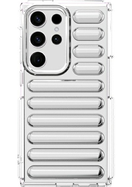 Kapsül Serisi Samsung Galaxy S24 Ultra Tpu Kılıf Anti-Damla Nervürlü Arka Kapak-Turuncu (Yurt Dışından)