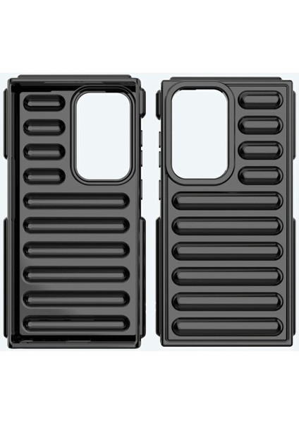 Kapsül Serisi Samsung Galaxy S24 Ultra Tpu Kılıf Anti-Damla Nervürlü Arka Kapak-Turuncu (Yurt Dışından)