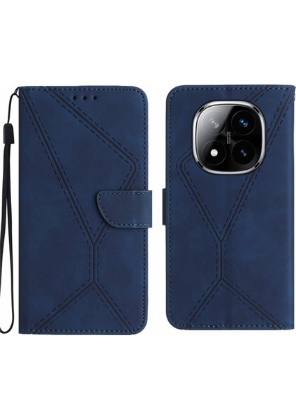 Xiaomi Redmi Için Not 14 Pro 4g Kılıf Cilt Dokunmatik Hatları Baskılı Pu Deri Flip Telefon Kapağı-Balck (Yurt Dışından)