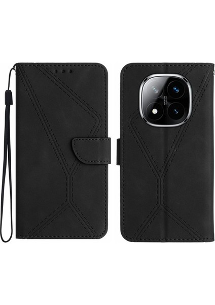 Xiaomi Redmi Için Not 14 Pro 4g Kılıf Cilt Dokunmatik Hatları Baskılı Pu Deri Flip Telefon Kapağı-Balck (Yurt Dışından) fiyatları
