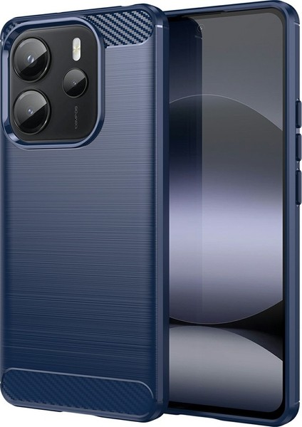 Xiaomi Redmi Için Not 14 4g 163.25X76.55X8.16MM Koruyucu Kapak Karbon Fiber Doku Fırçalanmış-Mavi (Yurt Dışından)