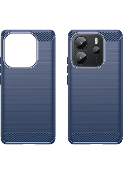 Xiaomi Redmi Için Not 14 4g 163.25X76.55X8.16MM Koruyucu Kapak Karbon Fiber Doku Fırçalanmış-Mavi (Yurt Dışından)