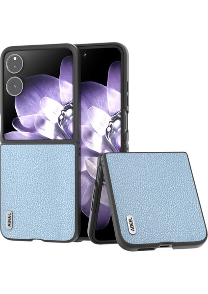 Anti-Düşen Telefon Kılıfı Için Xiaomi Mix Flip 5g Kılıf Litchi Doku Hakiki Inek Deri + Pc Telefon Kapağı-Siyah (Yurt Dışından)