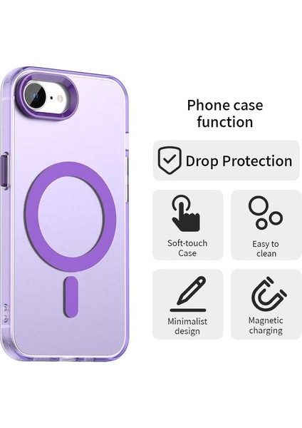iPhone 16E Kılıfı Için Magsafe Anti Drop Hibrit Telefon Arka Kapağı ile Uyumlu-Mor (Yurt Dışından)