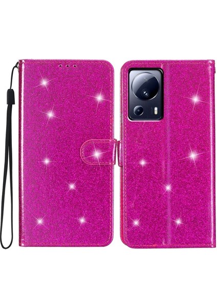 Xiaomi 13 /civi 2 5g Glittery Pu Deri Telefon Kılıf Cüzdan Standı Shock Shock Kapak Blak (Yurt Dışından)