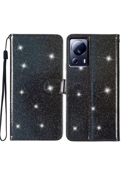 Xiaomi 13 /civi 2 5g Glittery Pu Deri Telefon Kılıf Cüzdan Standı Shock Shock Kapak Blak (Yurt Dışından) fiyatları