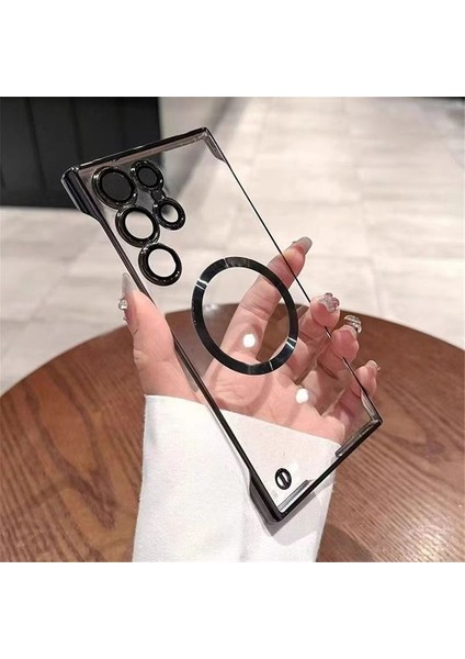 Samsung Galaxy S23 Ultra Şeffaf Pc Çerçevesiz Manyetik Telefon Kapağı (Yurt Dışından)
