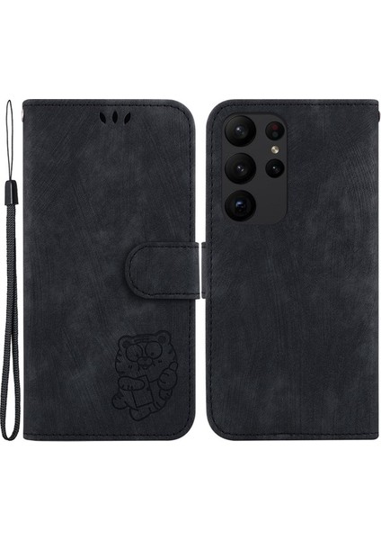 Samsung Galaxy S23 Için Ultra Anti Drop Shell Sevimli Kaplan Deri Deri Cüzdan Standı Telefon Vaka Telefon Kılıfı (Yurt Dışından)