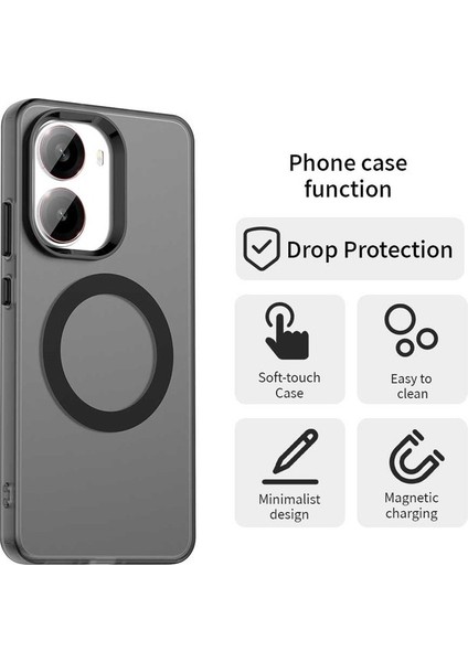 Xiaomi Redmi Için Turbo 4 5g/poco X7 Pro 5g Kılıf Magsafe Anti Drop Hibrit Telefon ile Uyumlu Arka Kapak-Balck (Yurt Dışından)