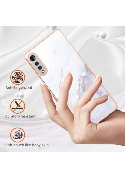 Lg Velvet 5g Için Mermer Desen Yumuşak Tpu Tampon Kılıf Kapak Beyaz (Yurt Dışından) modelleri
