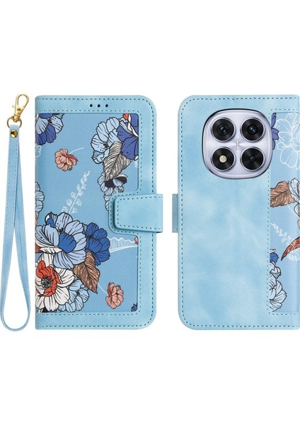 Xiaomi Redmi Note 14 Pro 5g Kılıf Pu Deri Çiçek Telefon Kapağı Kart Yuvaları Ile-Pembe (Yurt Dışından)