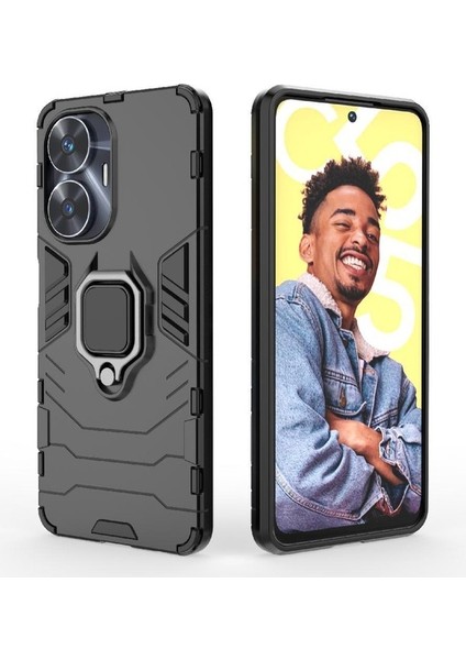 Realme C55 Stand 360 &deg; Dönen Halka Askeri Damla Koruma Için Kılıf (Yurt Dışından)