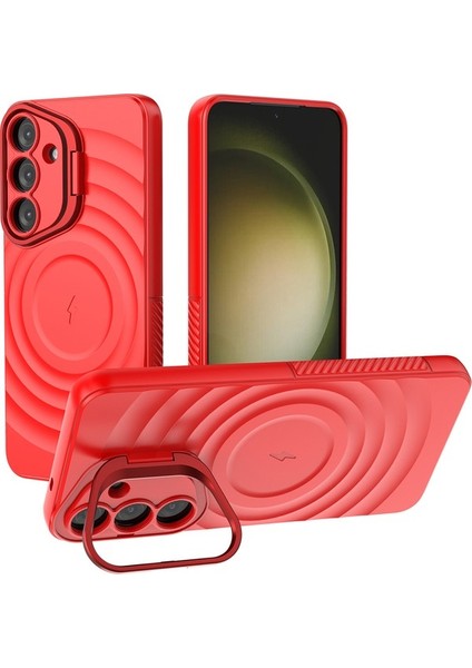 Samsung Galaxy S25 Plus Pc Stand Dalgalanma Dokulu Tpu Telefon Kılıfı Magsafe ile Uyumlu (Yurt Dışından)
