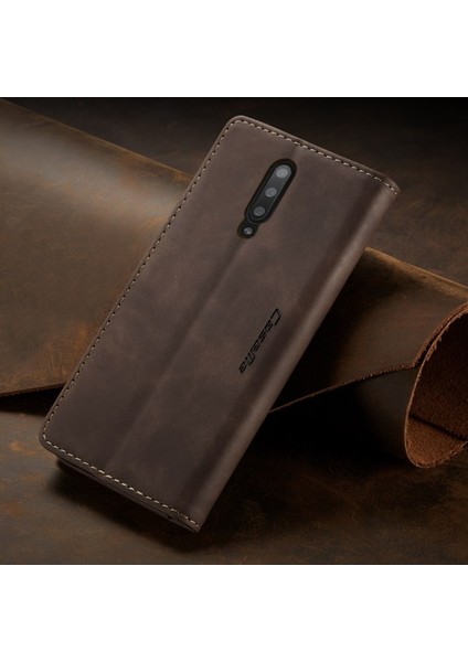 Oneplus 7 Pro Için Retro Pu Deri Tpu Kart Bölmeli Manyetik Flip Standlı Kılıf (Yurt Dışından)