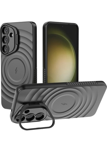 Samsung Galaxy S25 Plus Pc Stand Dalgalanma Dokulu Tpu Telefon Kılıfı Magsafe ile Uyumlu (Yurt Dışından)