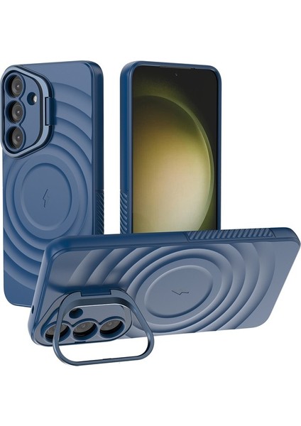 Samsung Galaxy S25 Plus Pc Stand Dalgalanma Dokulu Tpu Telefon Kılıfı Magsafe ile Uyumlu (Yurt Dışından)