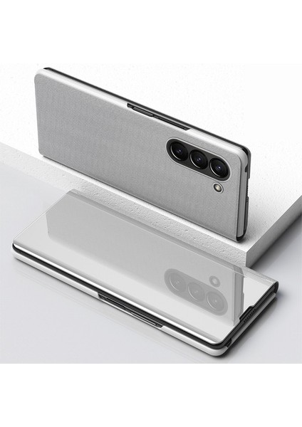 Samsung Galaxy Z Fold5 5g Elektrapılaşma Deri Telefon Kapağı Stand ile Ayna Yüzey Telefon Kılıfı (Yurt Dışından) indirimleri