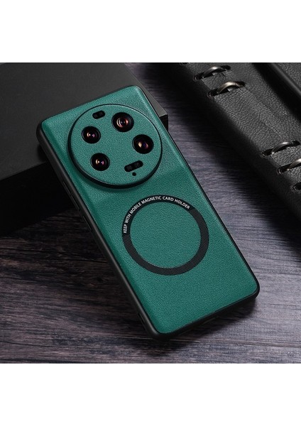 Xiaomi 13 Ultra Manyetik Kasa Magsafe Pu Deri Kaplamalı Pc+Tpu Telefon Kapak Yeşil (Yurt Dışından) fiyatları
