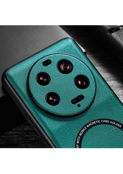 Xiaomi 13 Ultra Manyetik Kasa Magsafe Pu Deri Kaplamalı Pc+Tpu Telefon Kapak Yeşil (Yurt Dışından) modelleri