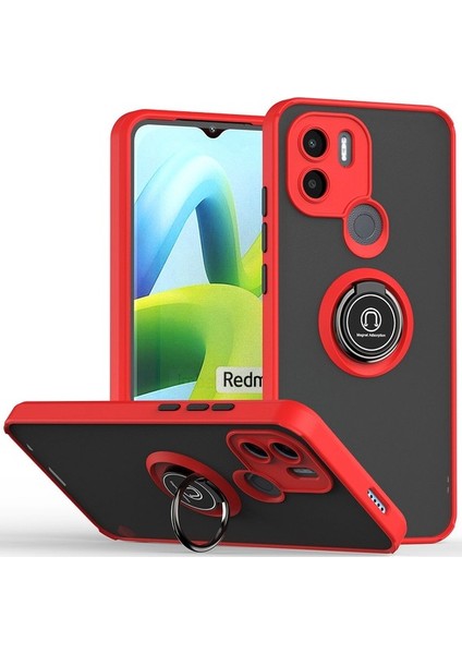 Xiaomi Redmi A1+ Için Yüzük Stand Mat Sert Silikon Telefon Kılıfı - Kırmızı (Yurt Dışından) fiyatları