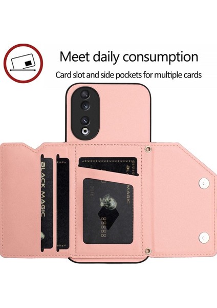 Honor 90 Için Darbeye Dayanıklı Cüzdan Kılıf Manyetik Kapatma, Dahili Bilek Kayışı ve Kart Yuvaları (Yurt Dışından) indirimleri