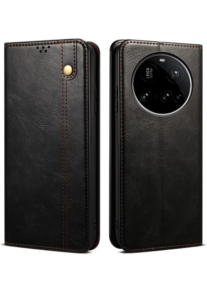 Xiaomi 15 Ultra Crazy Horse Doku Mumlu Deri Cüzdan Standlı Telefon Kapağı (Yurt Dışından)