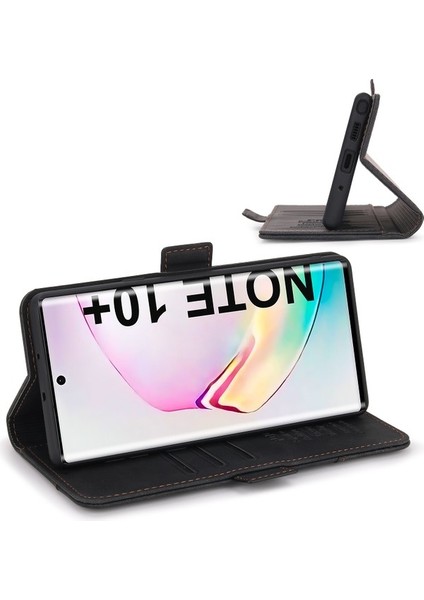 Samsung Galaxy Note 10+ / Note 10 Plus 5g Için Retro Deri Manyetik Shockproof Tpu Flip Standlı Kılıf (Yurt Dışından)