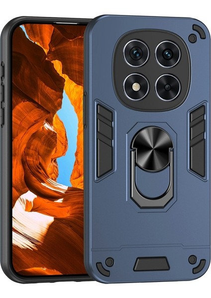 Xiaomi Redmi Note 14 Pro 5g Kılıf Pc+Tpu Drop Defend Telefon Kapağı Halkalı Stand-Mavi Için (Yurt Dışından)