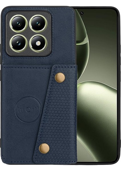 Xiaomi 14T Pro Kılıf Kart Yuvaları Deri+Tpu Telefon Kapağı-Kırmızı (Yurt Dışından)