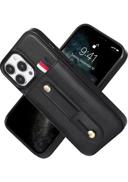 iPhone 12 Pro Max Için Cüzdan Tasarımlı Deri Telefon Kılıfı - Siyah (Yurt Dışından) fiyatları
