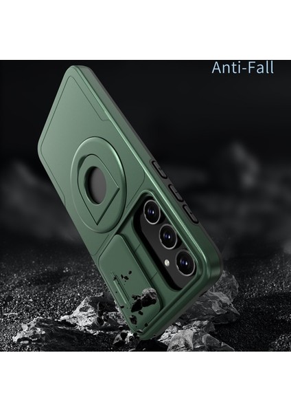 Samsung Galaxy A55 5g Kılıf Manyetik Stand Tpu + Pc Telefon Kapağı, Slayt Lens Kapaklı-Siyahımsı Yeşil (Yurt Dışından) modelleri