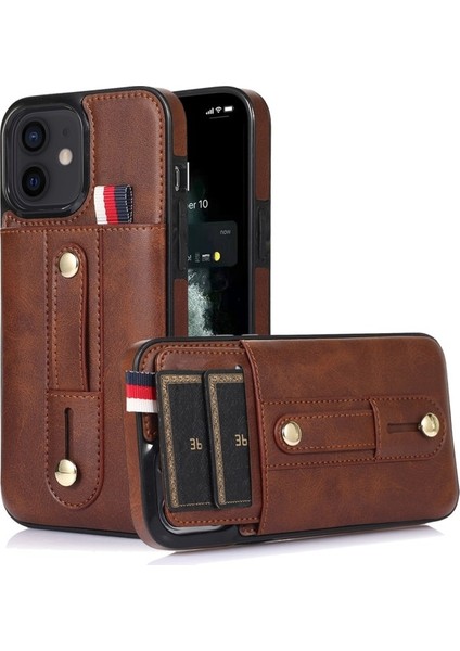 iPhone 12 Pro Max Için Cüzdan Tasarımlı Deri Telefon Kılıfı - Siyah (Yurt Dışından)