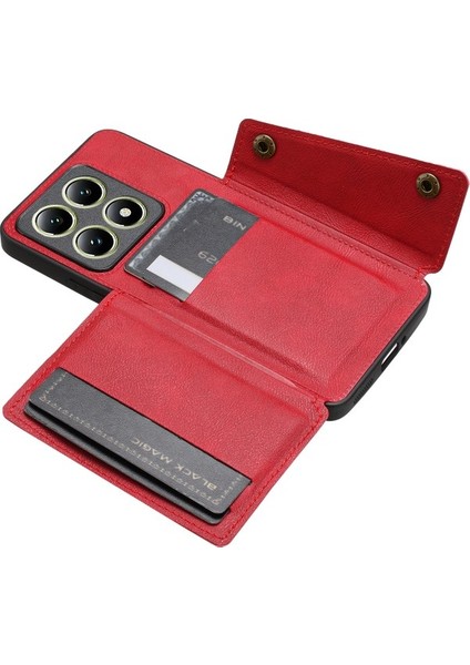 Xiaomi 14T Pro Kılıf Kart Yuvaları Deri+Tpu Telefon Kapağı-Kırmızı (Yurt Dışından) fırsatları