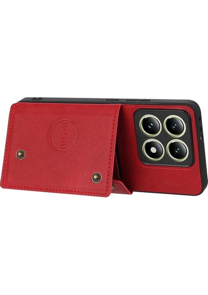 Xiaomi 14T Pro Kılıf Kart Yuvaları Deri+Tpu Telefon Kapağı-Kırmızı (Yurt Dışından) fırsatları