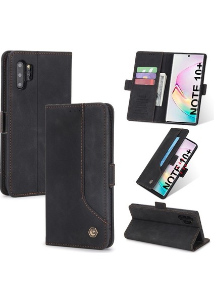 Samsung Galaxy Note 10+ / Note 10 Plus 5g Için Retro Deri Manyetik Shockproof Tpu Flip Standlı Kılıf (Yurt Dışından)