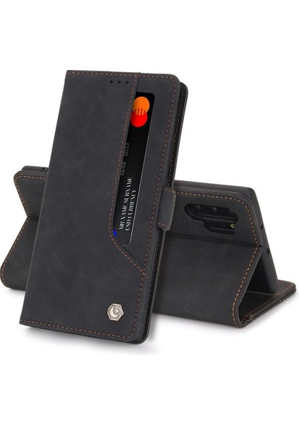 Samsung Galaxy Note 10+ / Note 10 Plus 5g Için Retro Deri Manyetik Shockproof Tpu Flip Standlı Kılıf (Yurt Dışından)