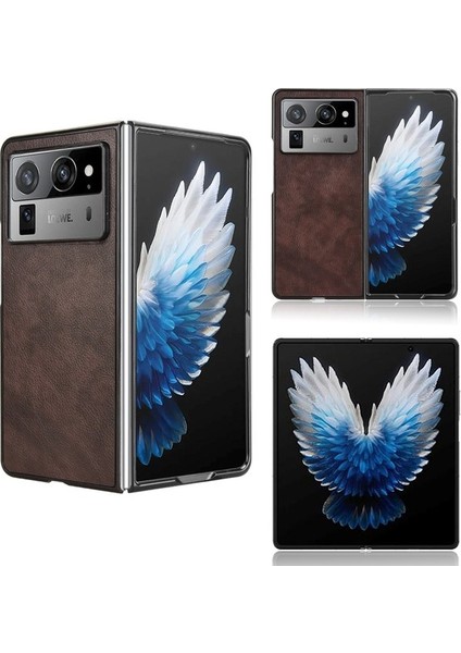 Tecno Phantom V Fold2 Kahverengi Için Litchi Texture Telefon Kılıfı (Yurt Dışından)