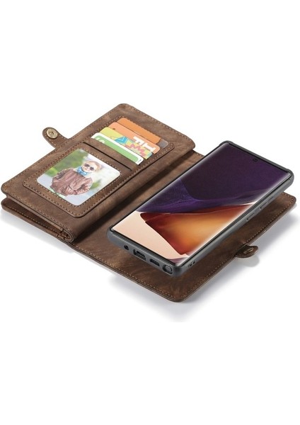 008 Serisi Çok Fonksiyonlu 2-In-1 Fermuar Cüzdan Bölünmüş Deri Kılıf Galaxy NOTE20 Ultra / NOTE20 Ultra - Kahverengi (Yurt Dışından) fırsatları