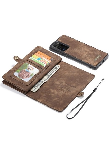 008 Serisi Çok Fonksiyonlu 2-In-1 Fermuar Cüzdan Bölünmüş Deri Kılıf Galaxy NOTE20 Ultra / NOTE20 Ultra - Kahverengi (Yurt Dışından) indirimleri