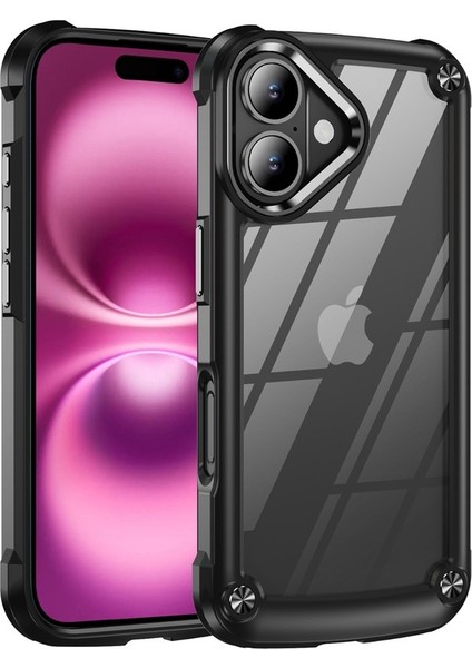 iPhone 16 Plus Için Şeffaf Sert Pc Tpu Tampon Telefon Kılıfı - Turuncu (Yurt Dışından)