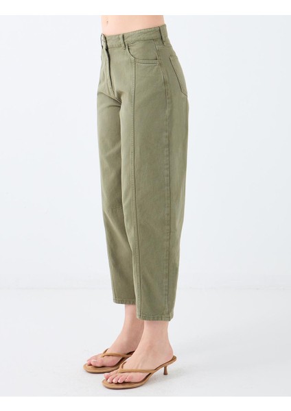 Haki %100 Pamuk Normal Bel Normal Paça Denim Pantolon