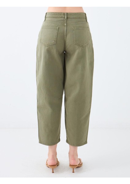 Haki %100 Pamuk Normal Bel Normal Paça Denim Pantolon