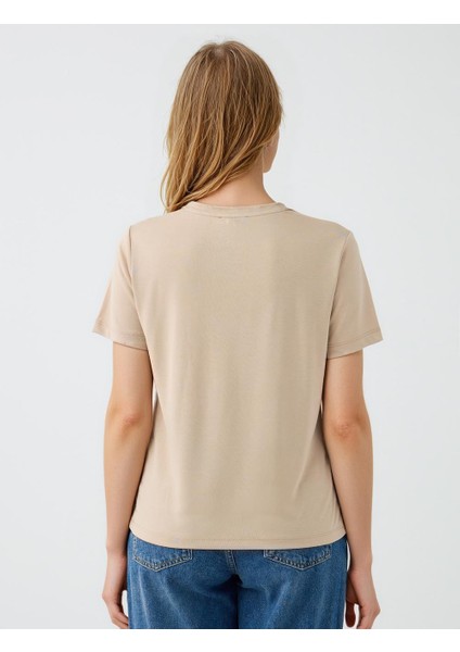 Vizon Bisiklet Yaka Kısa Kollu Örme Modal Tişört indirimleri