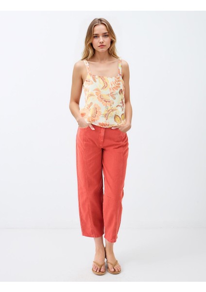 Kıremıt %100 Pamuk Normal Bel Normal Paça Denim Pantolon