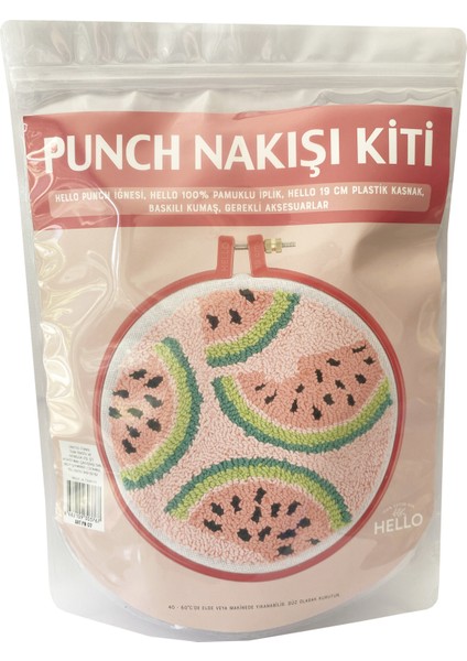 Punch Nakış Kiti Karpuz Desenli Kumaş Punch Yapım Seti
