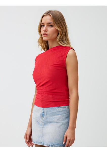 Kırmızı Kayık Yaka Örme Bluz modelleri