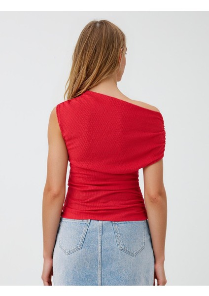 Kırmızı Kayık Yaka Örme Bluz indirimleri