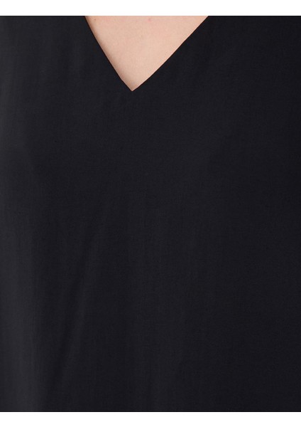 Siyah V Yaka Bol Kesim Dokuma Elbise fırsatları