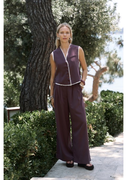 Shonas Bağcık Detay Bordo Yelek Pantolon Takım fiyatları